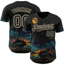 Laden Sie das Bild in den Galerie-Viewer, Uksn Individuelles Schwarz-Creme Galaxie Stern Authentisches Baseball-Trikot
