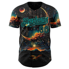 Laden Sie das Bild in den Galerie-Viewer, Uksn Individuelles Schwarz-Aqua Galaxie Stern Nebel Authentisches Baseball-Trikot
