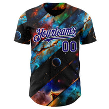 Laden Sie das Bild in den Galerie-Viewer, Uksn Individuelles Schwarz Dunkelviolett-Weiß Galaxie Stern Nebel Authentisches Baseball-Trikot
