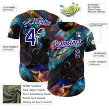 Laden Sie das Bild in den Galerie-Viewer, Uksn Individuelles Schwarz Dunkelviolett-Weiß Galaxie Stern Nebel Authentisches Baseball-Trikot
