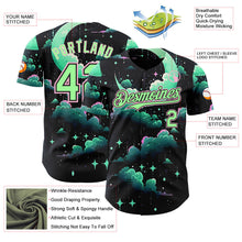 Laden Sie das Bild in den Galerie-Viewer, Uksn Individuelles Schwarz Erbsengrün-Hellrosa Galaxie Stern Nebel Authentisches Baseball-Trikot
