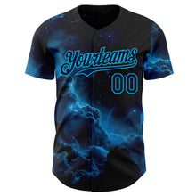 Laden Sie das Bild in den Galerie-Viewer, Uksn Individuelles Schwarz Marineblau-Lakes Blau Galaxie Stern Nebel Authentisches Baseball-Trikot
