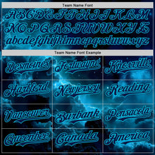 Laden Sie das Bild in den Galerie-Viewer, Uksn Individuelles Schwarz Marineblau-Lakes Blau Galaxie Stern Nebel Authentisches Baseball-Trikot
