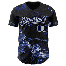 Laden Sie das Bild in den Galerie-Viewer, Uksn Individuelles Schwarz Marineblau-Weiß Galaxie Stern Nebel Authentisches Baseball-Trikot
