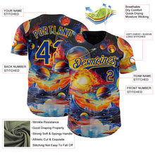 Laden Sie das Bild in den Galerie-Viewer, Uksn Individuelles Schwarz Royalblau-Gold Galaxie Stern Nebel Authentisches Baseball-Trikot

