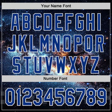 Laden Sie das Bild in den Galerie-Viewer, Uksn Individuelles Schwarz Royalblau-Weiß Galaxie Stern Nebel Authentisches Baseball-Trikot

