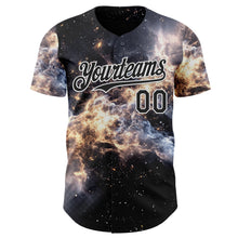 Laden Sie das Bild in den Galerie-Viewer, Uksn Individuelles Schwarz-Weiß Galaxie Stern Nebel Authentisches Baseball-Trikot
