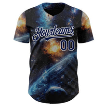 Laden Sie das Bild in den Galerie-Viewer, Uksn Individuelles Schwarz Marineblau-Weiß Galaxie Stern Nebel Authentisches Baseball-Trikot
