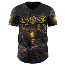 Laden Sie das Bild in den Galerie-Viewer, Uksn Individuelles Schwarz Marineblau-Gelb Galaxie Stern Authentisches Baseball-Trikot
