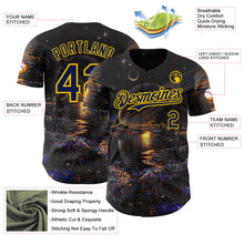 Laden Sie das Bild in den Galerie-Viewer, Uksn Individuelles Schwarz Marineblau-Gelb Galaxie Stern Authentisches Baseball-Trikot
