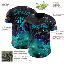 Laden Sie das Bild in den Galerie-Viewer, Uksn Individuelles Schwarz Marineblau-Aqua Galaxie Stern Authentisches Baseball-Trikot
