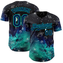 Laden Sie das Bild in den Galerie-Viewer, Uksn Individuelles Schwarz Marineblau-Aqua Galaxie Stern Authentisches Baseball-Trikot
