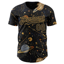Laden Sie das Bild in den Galerie-Viewer, Uksn Individuelles Schwarz-Vegas-Gold Galaxie Stern Authentisches Baseball-Trikot

