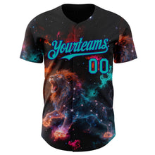 Laden Sie das Bild in den Galerie-Viewer, Uksn Individuelles Schwarz Aqua-Dunkelviolett Galaxie Stern Löwe Authentisches Baseball-Trikot
