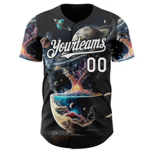 Laden Sie das Bild in den Galerie-Viewer, Uksn Individuelles Schwarz-Weiß Galaxie Stern Nebel Authentisches Baseball-Trikot
