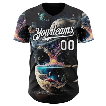 Uksn Individuelles Schwarz-Weiß Galaxie Stern Nebel Authentisches Baseball-Trikot