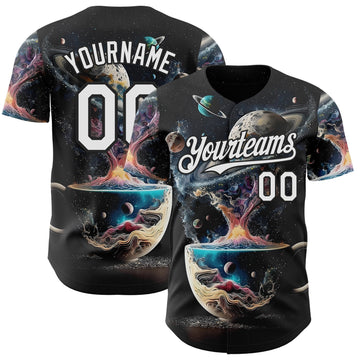 Uksn Individuelles Schwarz-Weiß Galaxie Stern Nebel Authentisches Baseball-Trikot