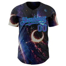 Laden Sie das Bild in den Galerie-Viewer, Uksn Individuelles Schwarz Violett-Lakes Blau Galaxie Stern Mond Nebel Authentisches Baseball-Trikot
