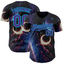 Laden Sie das Bild in den Galerie-Viewer, Uksn Individuelles Schwarz Violett-Lakes Blau Galaxie Stern Mond Nebel Authentisches Baseball-Trikot
