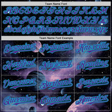 Laden Sie das Bild in den Galerie-Viewer, Uksn Individuelles Schwarz Violett-Lakes Blau Galaxie Stern Nebel Authentisches Baseball-Trikot
