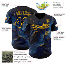 Laden Sie das Bild in den Galerie-Viewer, Uksn Individuelles Schwarz Marineblau-Gold Galaxie Stern Nebel Authentisches Baseball-Trikot

