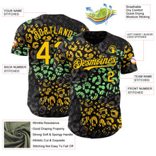 Laden Sie das Bild in den Galerie-Viewer, Uksn Individuelles Schwarz Gelb-Grün Leopardenprint Authentisches Baseball-Trikot
