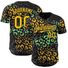 Laden Sie das Bild in den Galerie-Viewer, Uksn Individuelles Schwarz Gelb-Grün Leopardenprint Authentisches Baseball-Trikot
