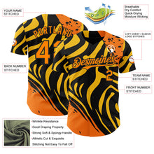 Laden Sie das Bild in den Galerie-Viewer, Uksn Individuelles Schwarz Bay Orange-Gelb Leopardenprint Tigerstreifen Authentisches Baseball-Trikot
