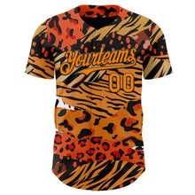 Laden Sie das Bild in den Galerie-Viewer, Uksn Individuelles Schwarz Bay Orange-Gelb Leopardenprint Tigerstreifen Authentisches Baseball-Trikot
