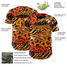Laden Sie das Bild in den Galerie-Viewer, Uksn Individuelles Schwarz Bay Orange-Gelb Leopardenprint Tigerstreifen Authentisches Baseball-Trikot
