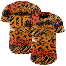 Laden Sie das Bild in den Galerie-Viewer, Uksn Individuelles Schwarz Bay Orange-Gelb Leopardenprint Tigerstreifen Authentisches Baseball-Trikot
