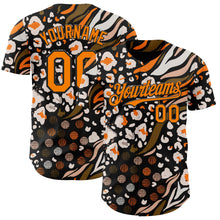 Laden Sie das Bild in den Galerie-Viewer, Uksn Individuelles Schwarz Bay Orange-Weiß Leopardenprint Tigerstreifen Authentisches Baseball-Trikot
