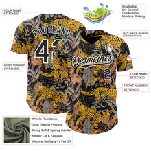 Laden Sie das Bild in den Galerie-Viewer, Uksn Individuelles Schwarz-Weiß Leopardenprint Tropischer Dschungel Authentisches Baseball-Trikot

