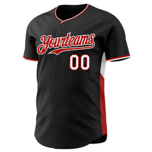 Laden Sie das Bild in den Galerie-Viewer, Uksn Individuelles Schwarz Rot-Weiß Klassischer Farbblock Seitenpanel-Streifen Authentisches Baseball-Trikot
