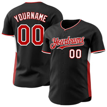 Laden Sie das Bild in den Galerie-Viewer, Uksn Individuelles Schwarz Rot-Weiß Klassischer Farbblock Seitenpanel-Streifen Authentisches Baseball-Trikot
