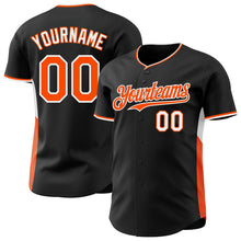 Laden Sie das Bild in den Galerie-Viewer, Uksn Individuelles Schwarz Orange-Weiß Klassischer Farbblock Seitenpanel-Streifen Authentisches Baseball-Trikot
