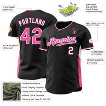 Laden Sie das Bild in den Galerie-Viewer, Uksn Individuelles Schwarz Pink-Weiß Klassischer Farbblock Seitenpanel-Streifen Authentisches Baseball-Trikot
