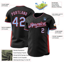 Laden Sie das Bild in den Galerie-Viewer, Uksn Individuelles Schwarz Hellblau-Rot Klassischer Farbblock Seitenpanel-Streifen Authentisches Baseball-Trikot
