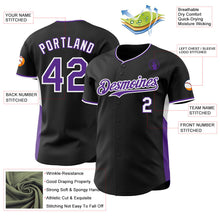 Laden Sie das Bild in den Galerie-Viewer, Uksn Individuelles Schwarz Violett-Weiß Klassischer Farbblock Seitenpanel-Streifen Authentisches Baseball-Trikot
