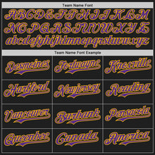 Laden Sie das Bild in den Galerie-Viewer, Uksn Individuelles Schwarz Violett-Gold Klassischer Farbblock Seitenpanel-Streifen Authentisches Baseball-Trikot
