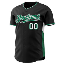 Laden Sie das Bild in den Galerie-Viewer, Uksn Individuelles Schwarz Kelly-Grün-Weiß Klassischer Farbblock Seitenpanel-Streifen Authentisches Baseball-Trikot
