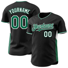Laden Sie das Bild in den Galerie-Viewer, Uksn Individuelles Schwarz Kelly-Grün-Weiß Klassischer Farbblock Seitenpanel-Streifen Authentisches Baseball-Trikot

