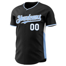 Laden Sie das Bild in den Galerie-Viewer, Uksn Individuelles Schwarz Hellblau-Weiß Klassischer Farbblock Seitenpanel-Streifen Authentisches Baseball-Trikot
