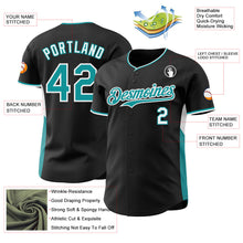 Laden Sie das Bild in den Galerie-Viewer, Uksn Individuelles Schwarz Petrol-Weiß Klassischer Farbblock Seitenpanel-Streifen Authentisches Baseball-Trikot
