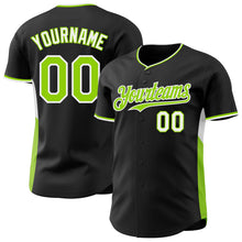 Laden Sie das Bild in den Galerie-Viewer, Uksn Individuelles Schwarz Neongrün-Weiß Klassischer Farbblock Seitenpanel-Streifen Authentisches Baseball-Trikot

