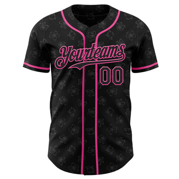 Uksn Individuelles Schwarz-Pink Kirschblüten Sakura Authentisches Baseball-Trikot