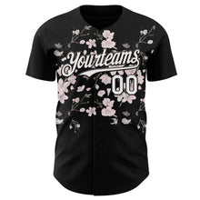 Laden Sie das Bild in den Galerie-Viewer, Uksn Individuelles Schwarz-Weiß Kirschblüten Sakura Authentisches Baseball-Trikot

