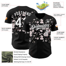 Laden Sie das Bild in den Galerie-Viewer, Uksn Individuelles Schwarz-Weiß Kirschblüten Sakura Authentisches Baseball-Trikot
