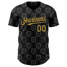 Laden Sie das Bild in den Galerie-Viewer, Uksn Individuelles Schwarz-Altgold Portugal-Stil Authentisches Baseball-Trikot
