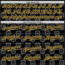 Laden Sie das Bild in den Galerie-Viewer, Uksn Individuelles Schwarz-Altgold Portugal-Stil Authentisches Baseball-Trikot

